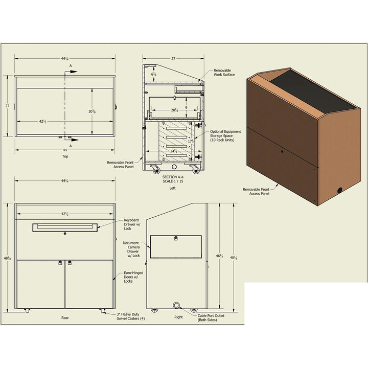 Multimedia Red Oak Lectern