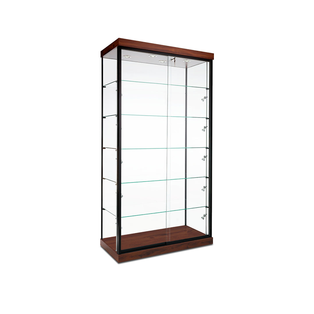 Floor Display Case TD200, 48"W, LED Lights, Wheels, Glass Back
