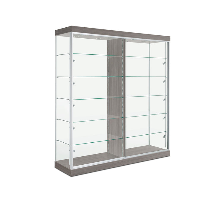 Floor Display Case TD200D, 72"W, LED Lights, Wheels, Glass Back