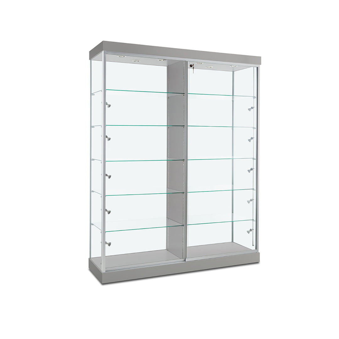 Floor Display Case TD200D, 72"W, LED Lights, Wheels, Glass Back
