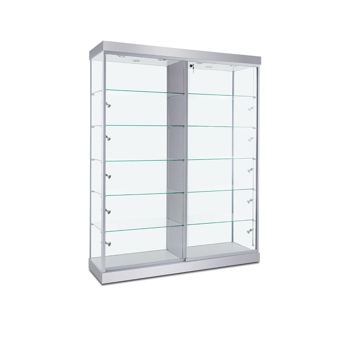 Floor Display Case TD200D, 72"W, LED Lights, Wheels, Glass Back