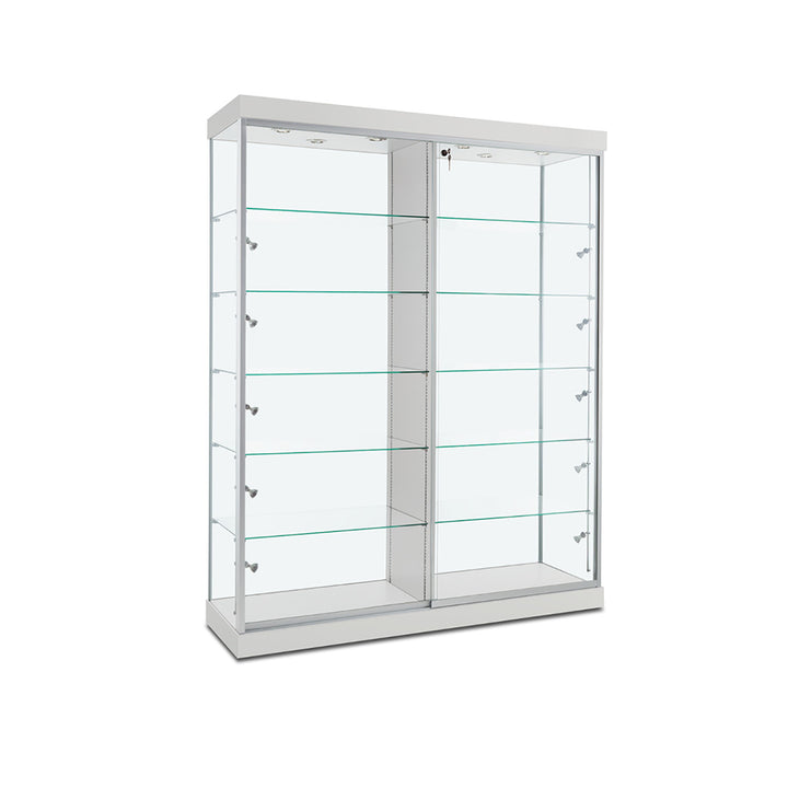 Floor Display Case TD200D, 72"W, LED Lights, Wheels, Glass Back