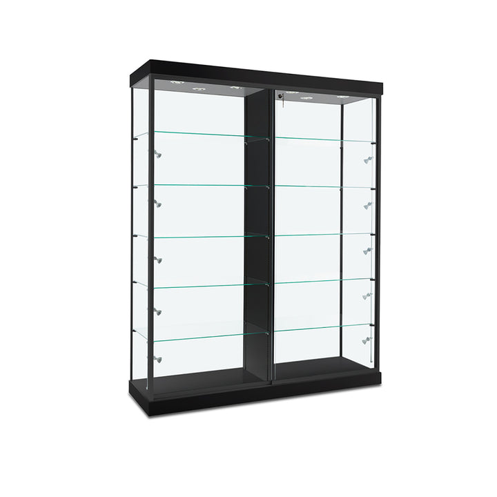 Floor Display Case TD200D, 60"W, LED Lights, Wheels, Mirror Back