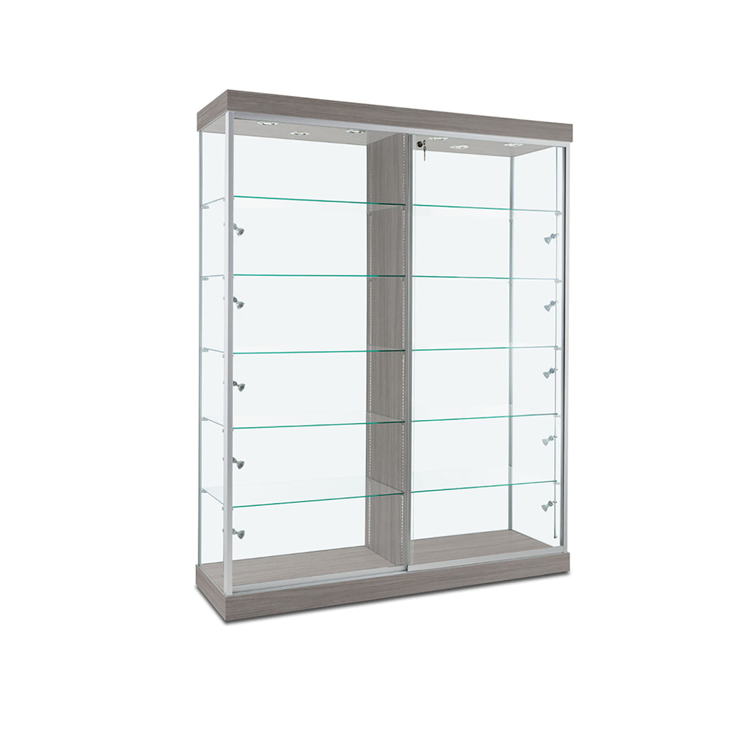 Floor Display Case TD200D, 60"W, LED Lights, Wheels, Mirror Back