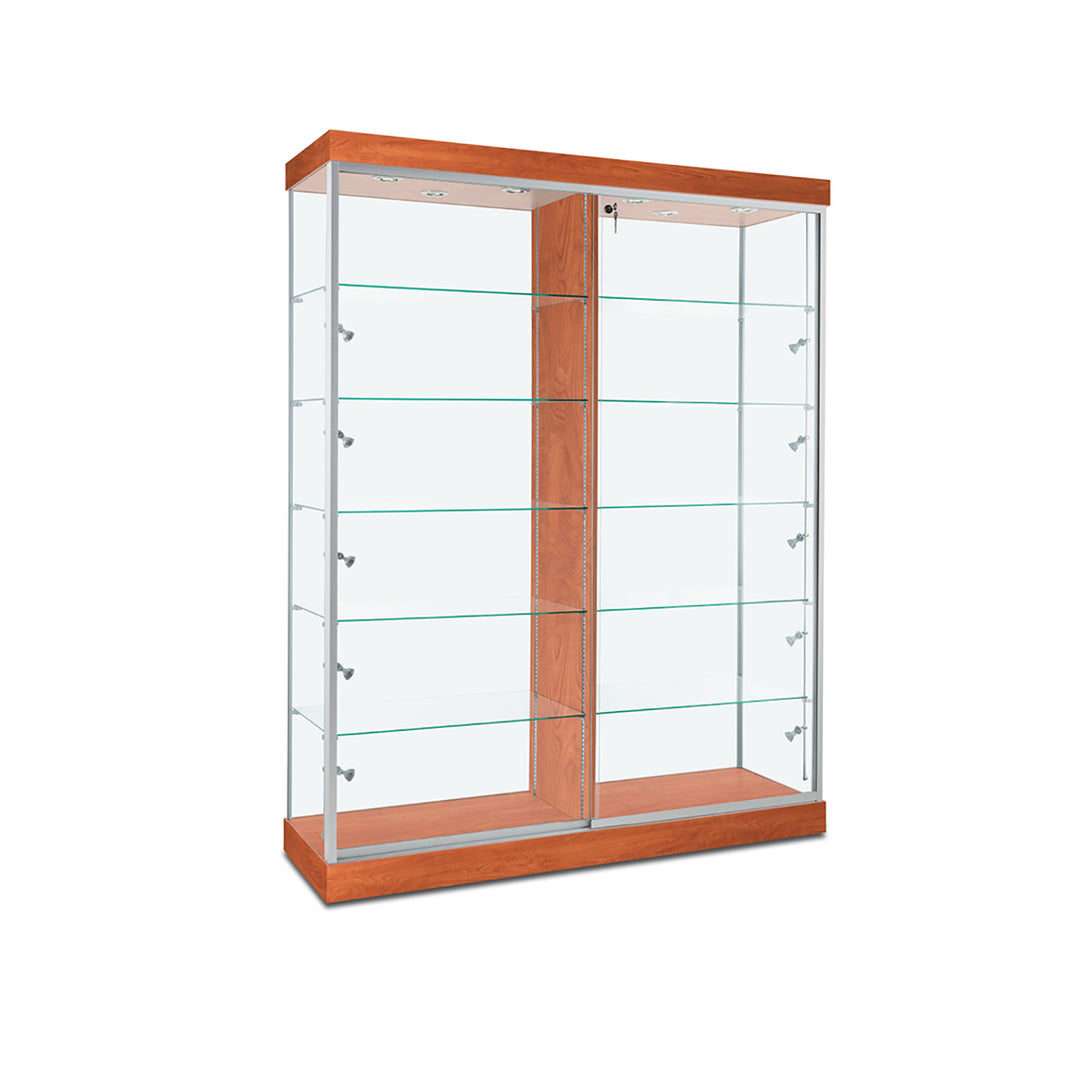 Floor Display Case TD200D, 60"W, LED Lights, Wheels, Mirror Back