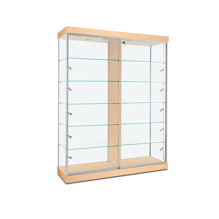 Floor Display Case TD200D, 60"W, LED Lights, Wheels, Mirror Back