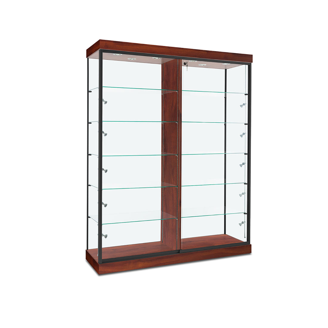 Floor Display Case TD200D, 60"W, LED Lights, Wheels, Mirror Back