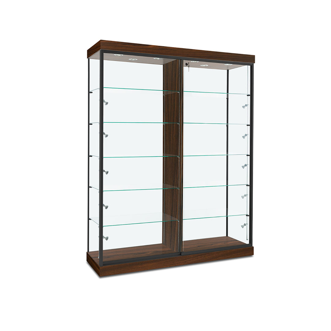Floor Display Case TD200D, 60"W, LED Lights, Wheels, Mirror Back
