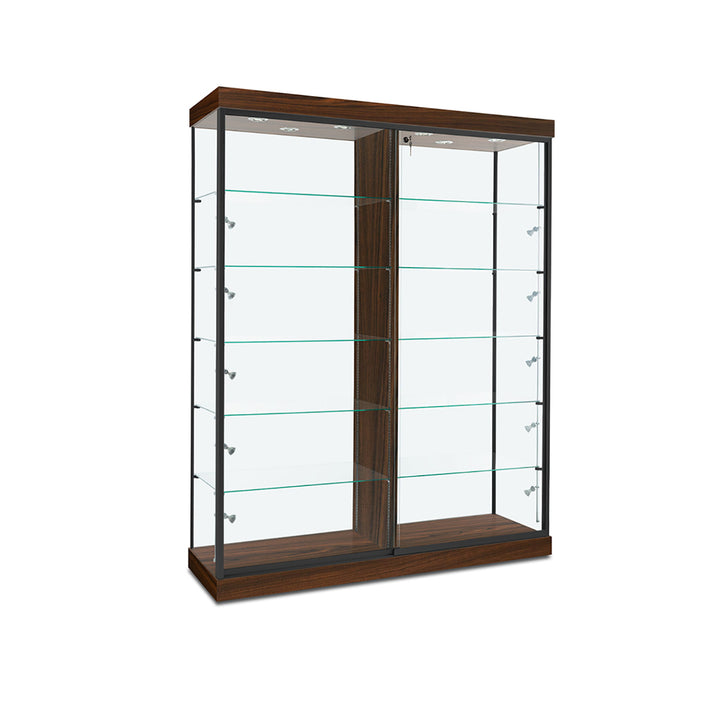 Floor Display Case TD200D, 60"W, LED Lights, Wheels, Mirror Back