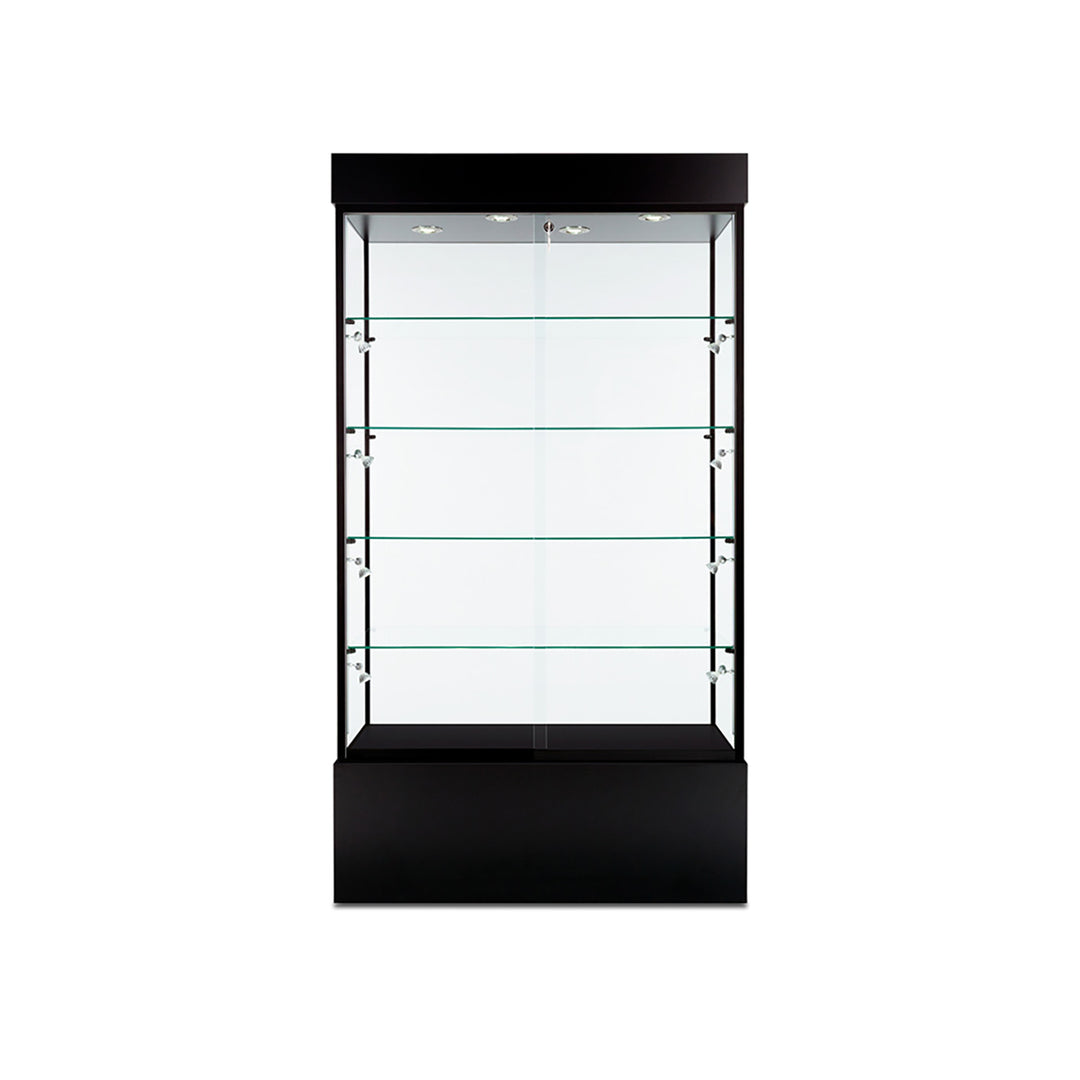 Floor Display Case TD210, 48"W, LED Lights, Wheels, Glass Back