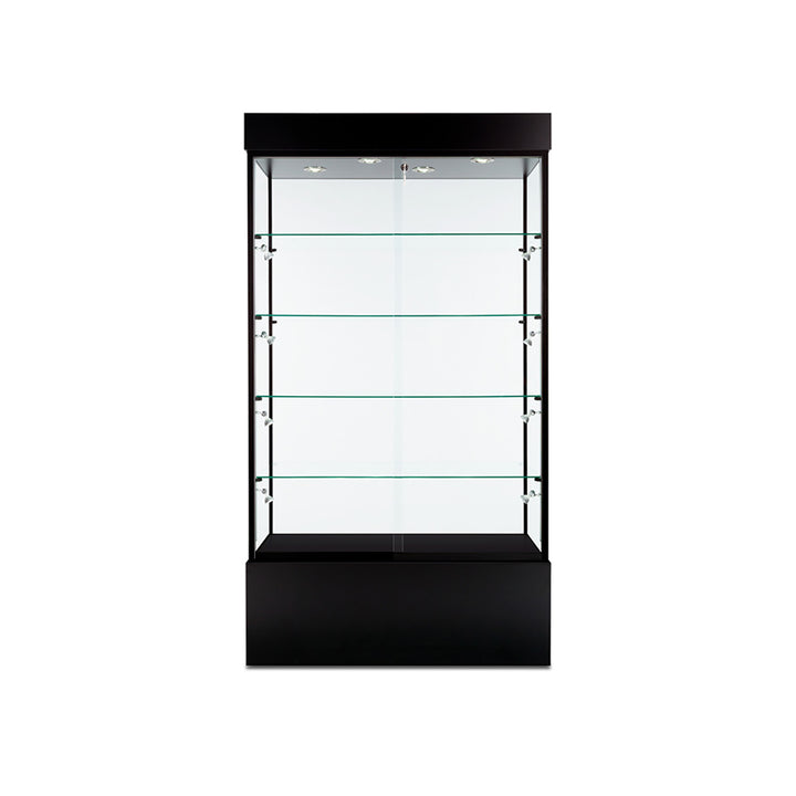 Floor Display Case TD210, 48"W, LED Lights, Wheels, Glass Back