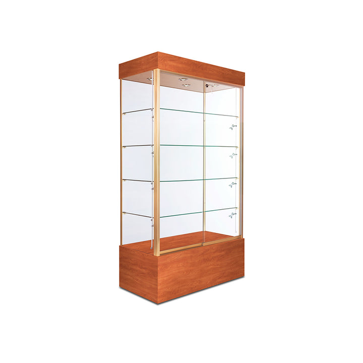 Floor Display Case TD210, 48"W, LED Lights, Wheels, Glass Back