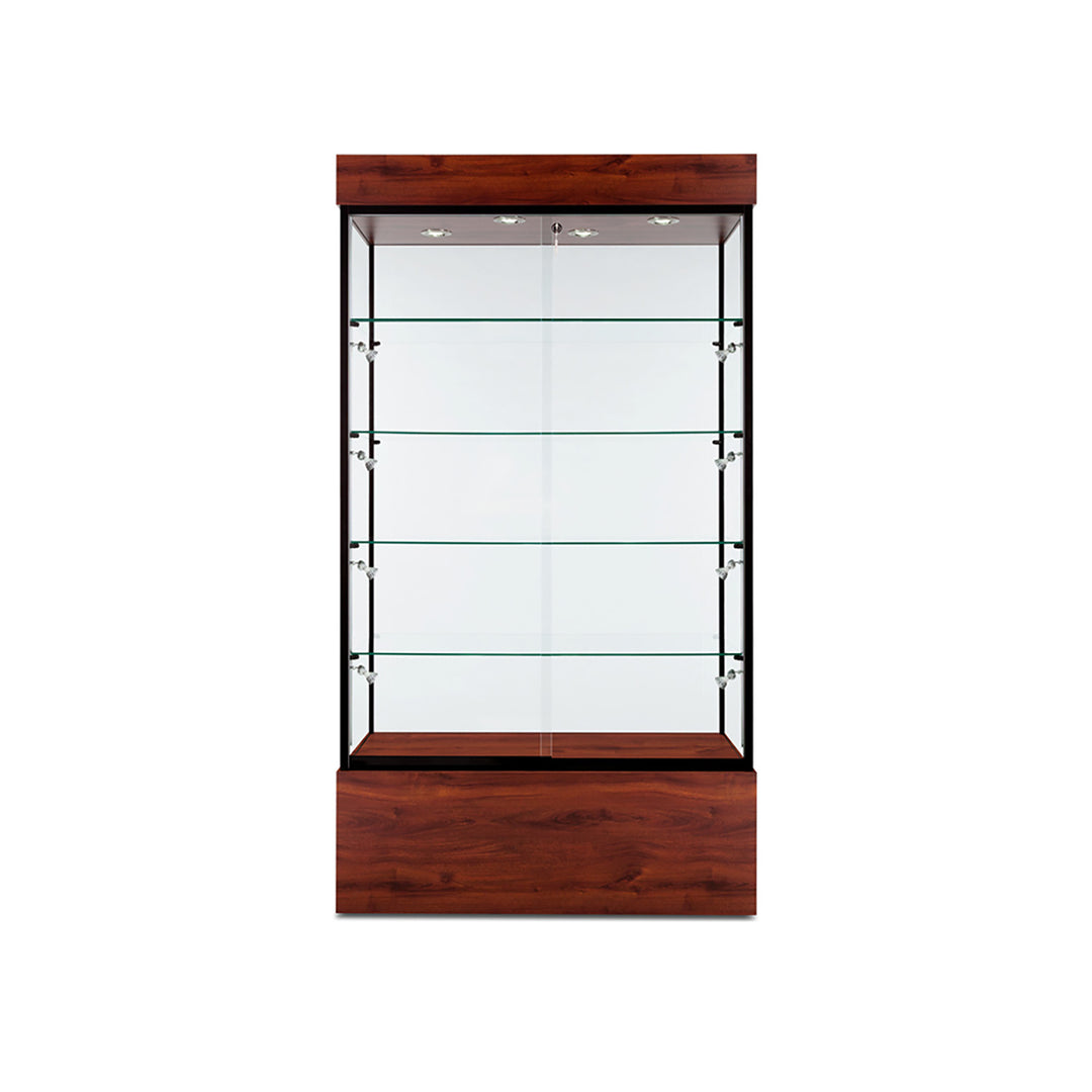 Floor Display Case TD210, 48"W, LED Lights, Wheels, Glass Back