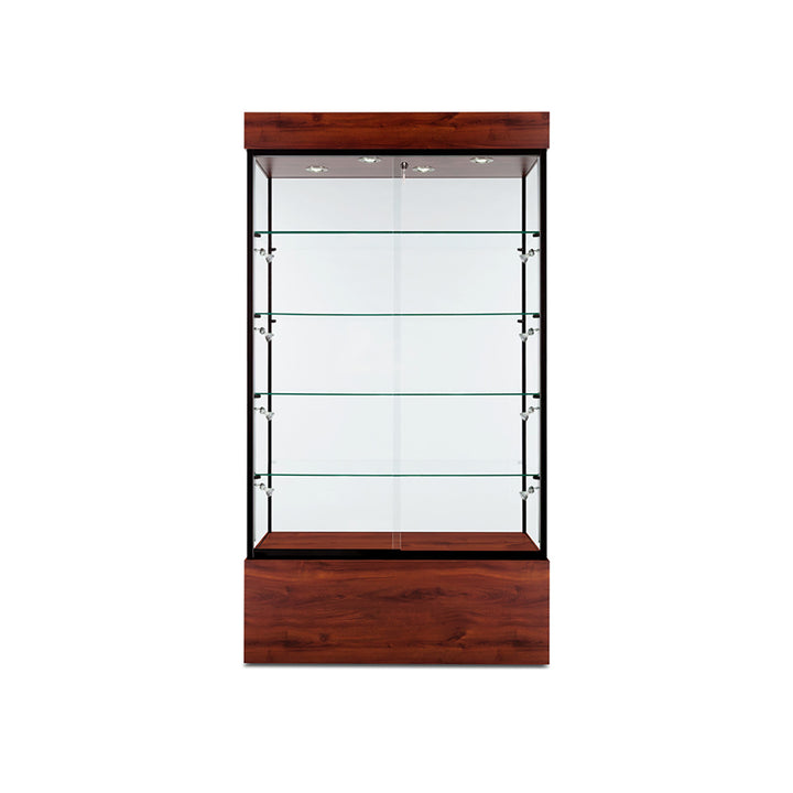 Floor Display Case TD210, 48"W, LED Lights, Wheels, Glass Back