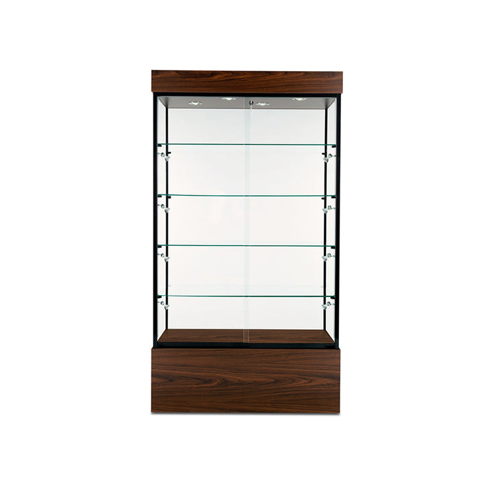 Floor Display Case TD210, 48"W, LED Lights, Wheels, Glass Back