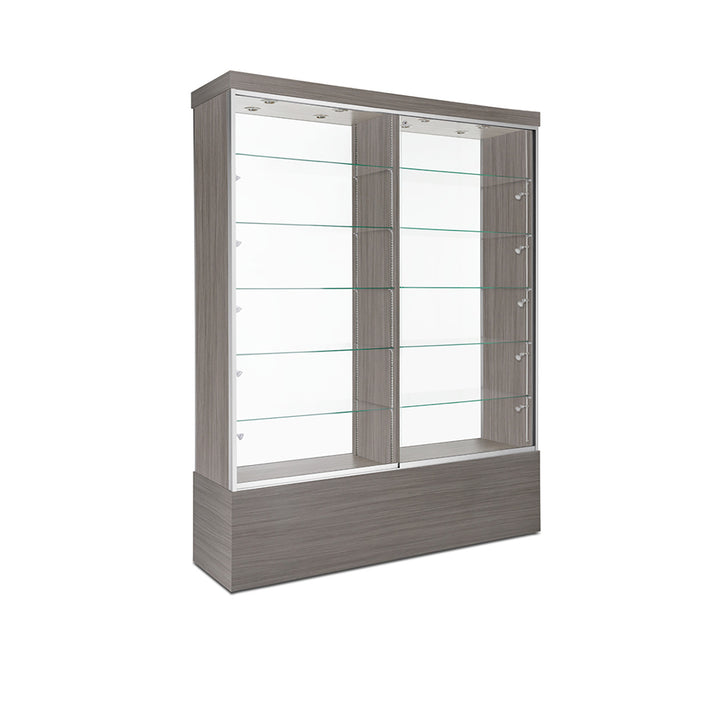 Floor Display Case TD215D, 48"W X 90"H, LED Lights, Wheels, Mirror Back