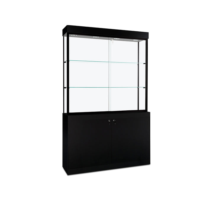 Floor Display Case TD260, 48"W X 79.5"H, LED Lights, Levelers, Mirror Back