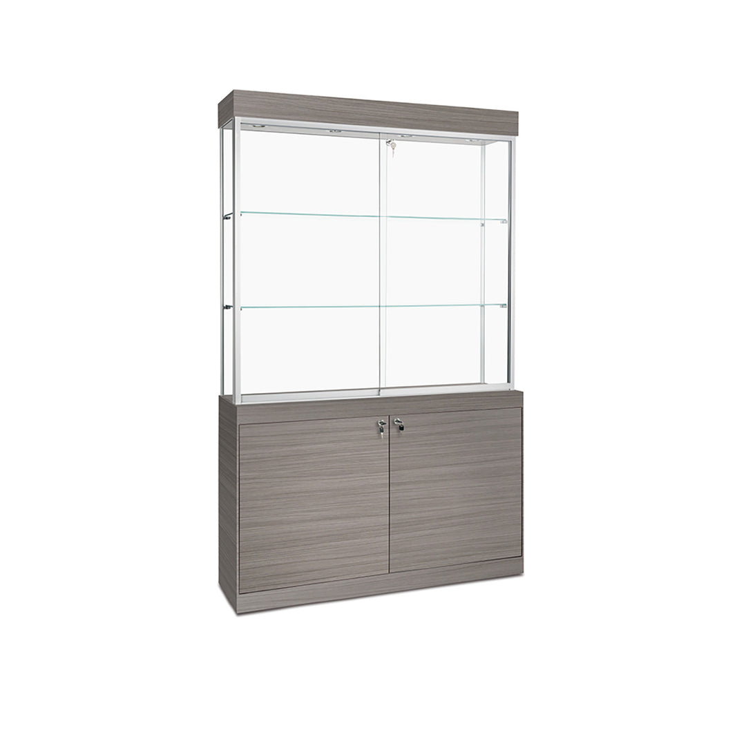 Floor Display Case TD260, 48"W X 79.5"H, LED Lights, Levelers, Mirror Back