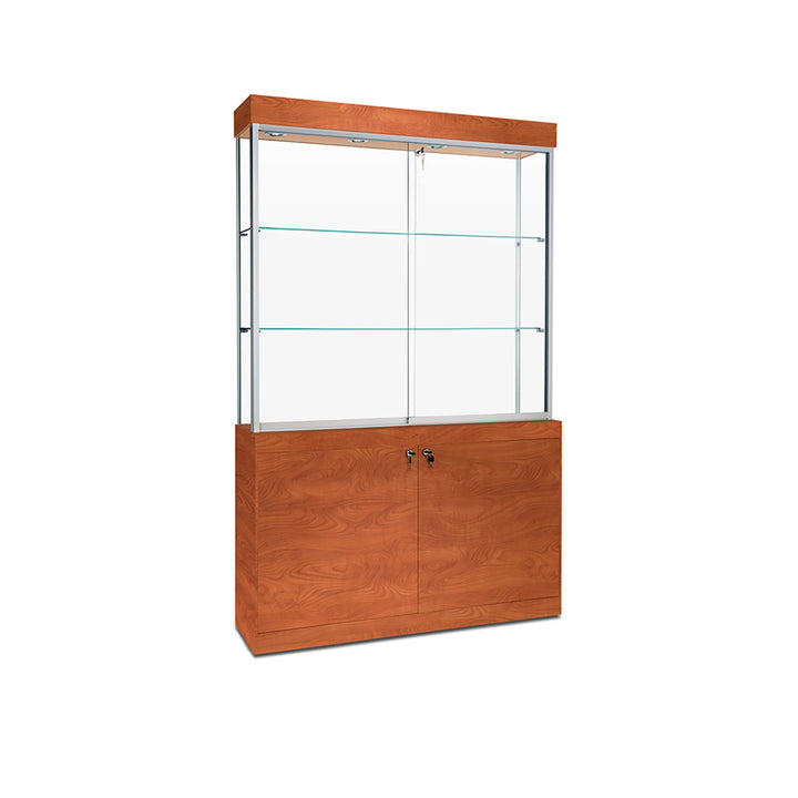 Floor Display Case TD260, 48"W X 79.5"H, LED Lights, Levelers, Mirror Back