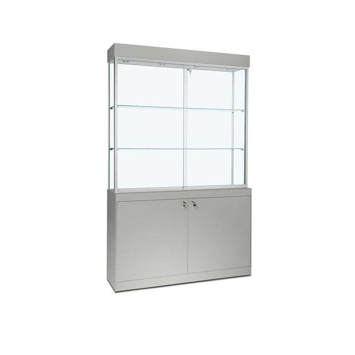 Floor Display Case TD260, 48"W X 79.5"H, LED Lights, Levelers, Mirror Back