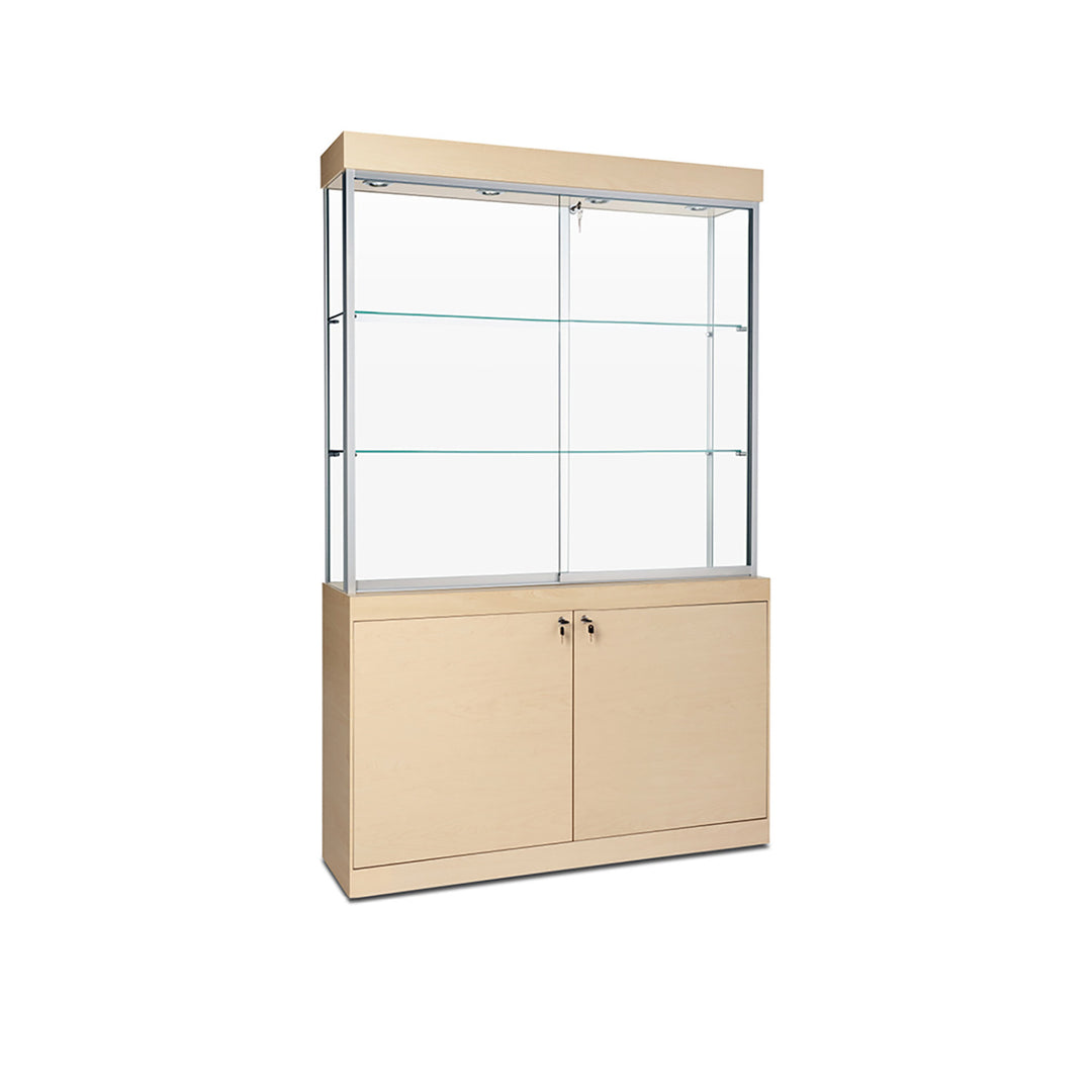 Floor Display Case TD260, 48"W X 79.5"H, LED Lights, Levelers, Mirror Back