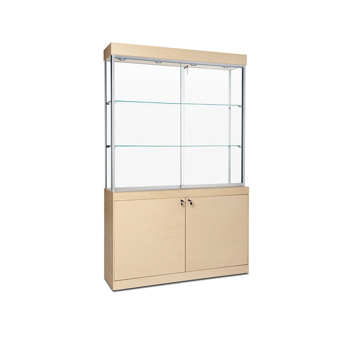 Floor Display Case TD260, 48"W X 79.5"H, LED Lights, Levelers, Mirror Back