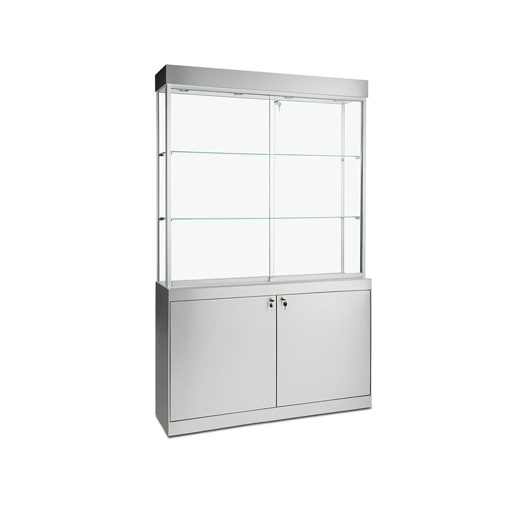 Floor Display Case TD260, 48"W X 79.5"H, LED Lights, Levelers, Mirror Back