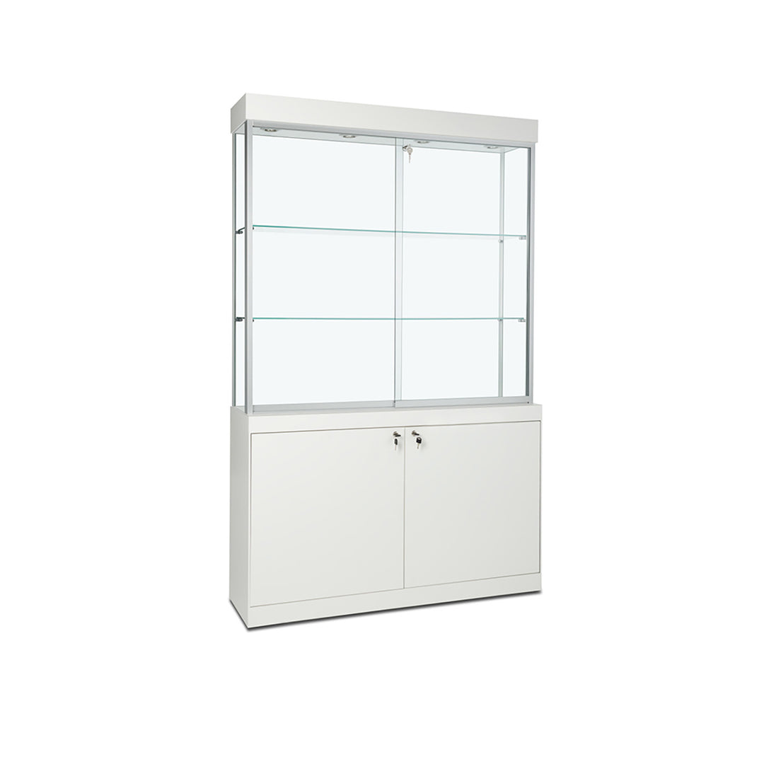 Floor Display Case TD260, 48"W X 79.5"H, LED Lights, Levelers, Mirror Back