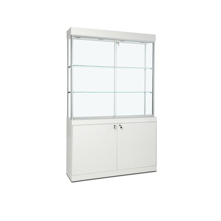 Floor Display Case TD260, 48"W X 79.5"H, LED Lights, Levelers, Mirror Back