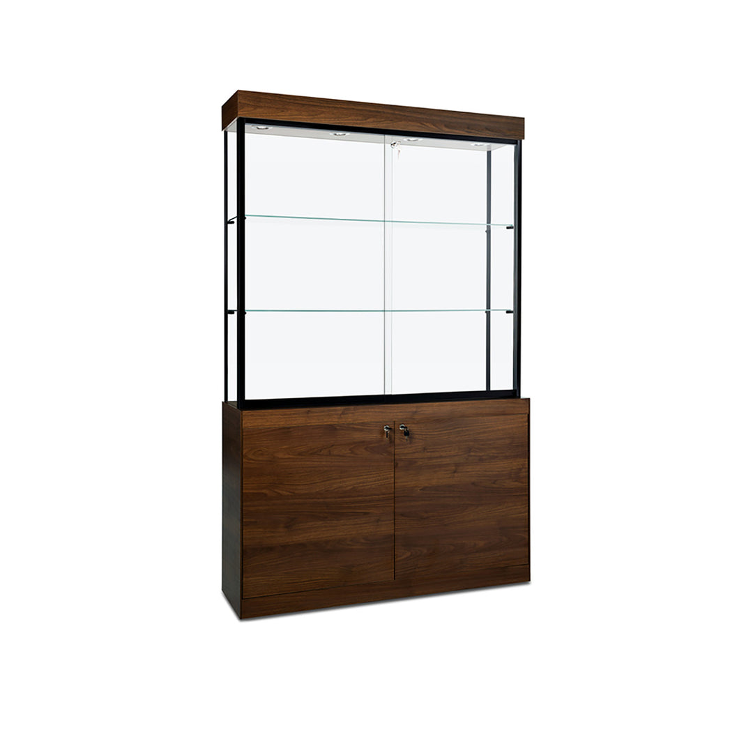 Floor Display Case TD260, 48"W X 79.5"H, LED Lights, Levelers, Mirror Back