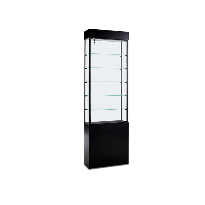 Floor Display Case TD280, 83"H, LED Lights, Levelers, Mirror Back