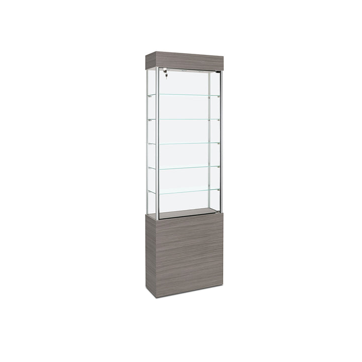 Floor Display Case TD280, 83"H, LED Lights, Levelers, Mirror Back