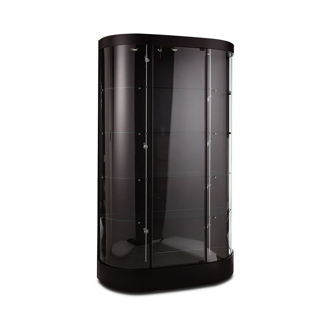 Floor Curved Display Case TD285, LED Lights, Levelers, Solid Back