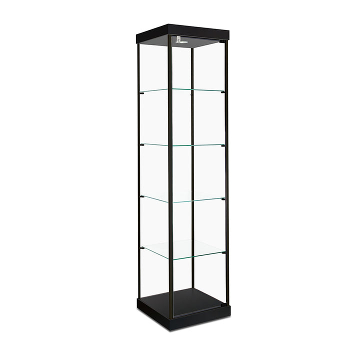 Tower Display Case TW300, 18.5"W, LED Lights, Wheels, Mirror Back
