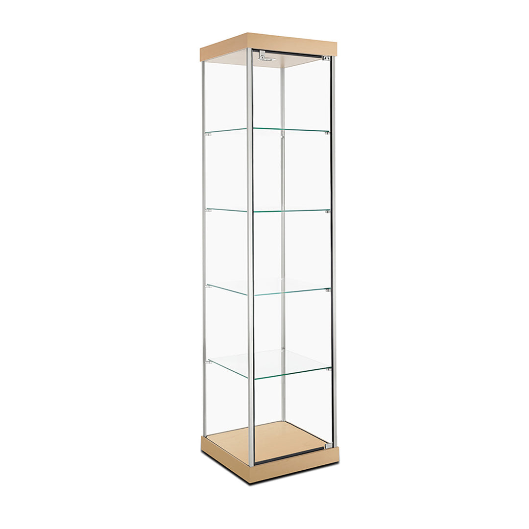 Tower Display Case TW300, 18.5"W, LED Lights, Wheels, Mirror Back