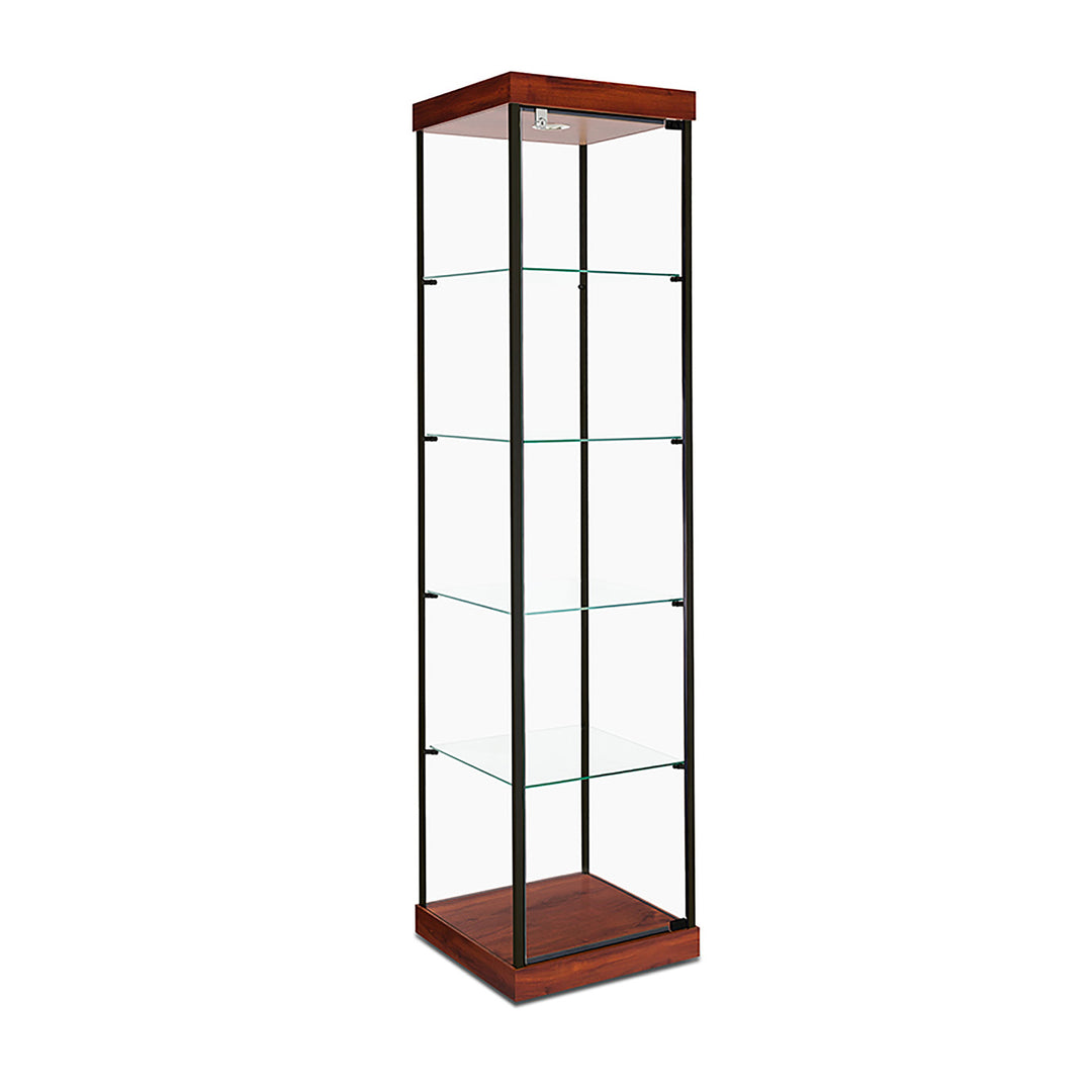 Tower Display Case TW300, 18.5"W, LED Lights, Wheels, Mirror Back
