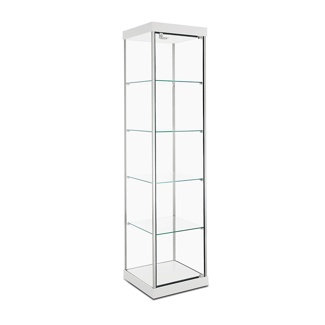 Tower Display Case TW300, 18.5"W, LED Lights, Wheels, Mirror Back