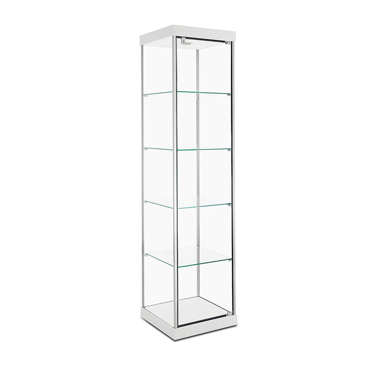 Tower Display Case TW300, 18.5"W, LED Lights, Wheels, Mirror Back