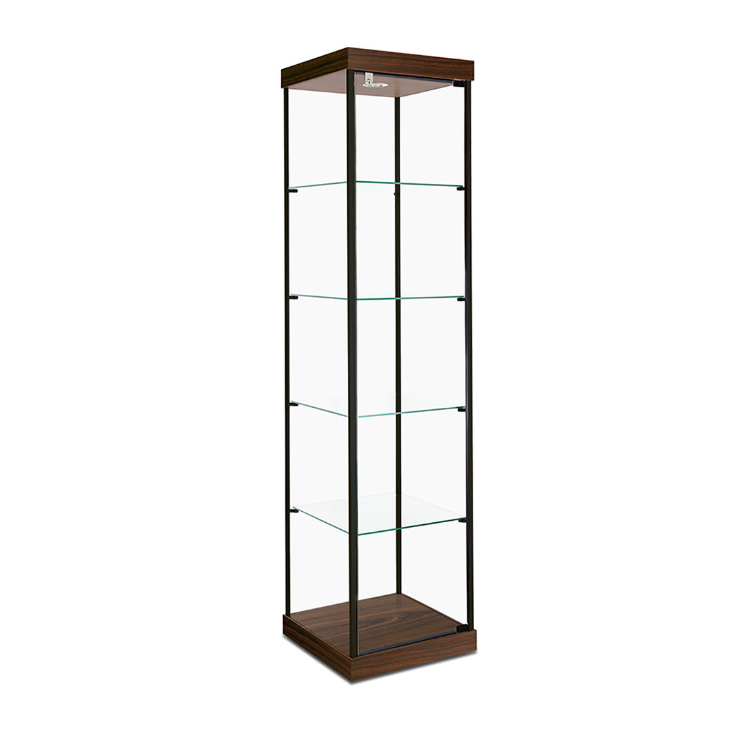 Tower Display Case TW300, 18.5"W, LED Lights, Wheels, Mirror Back
