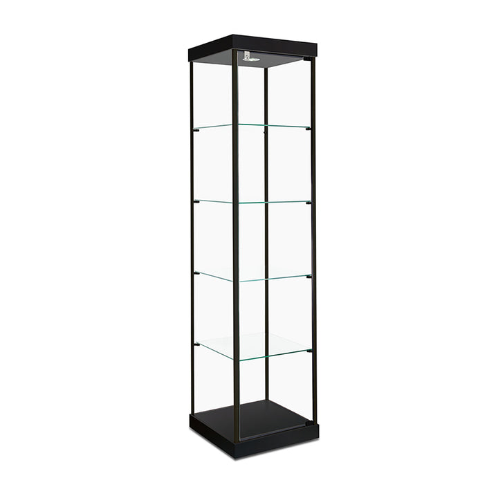 Tower Display Case TW305, 79.5"H, LED Lights, Wheels, Mirror Back