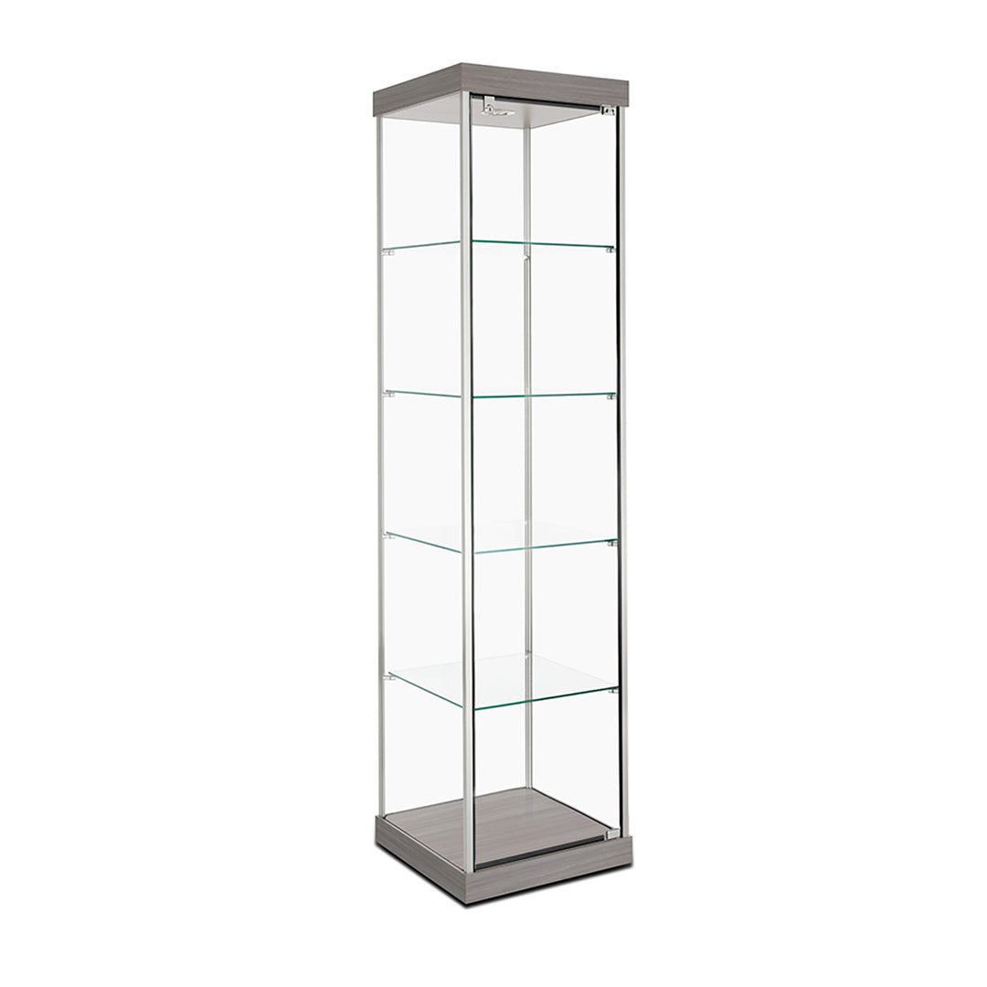 Tower Display Case TW305, 79.5"H, LED Lights, Wheels, Mirror Back