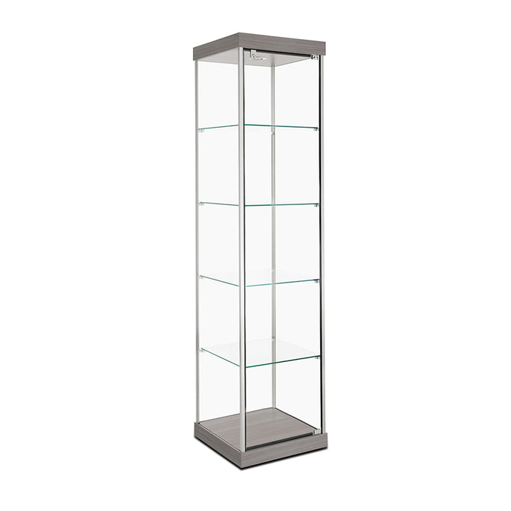 Tower Display Case TW305, 79.5"H, LED Lights, Wheels, Mirror Back