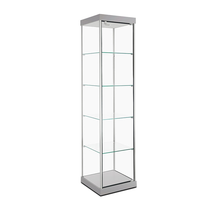 Tower Display Case TW305, 79.5"H, LED Lights, Wheels, Mirror Back