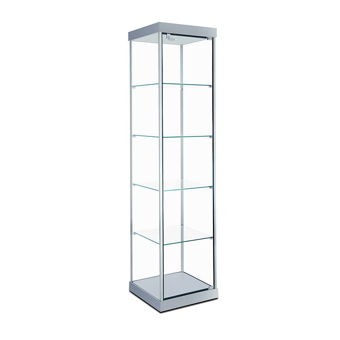 Tower Display Case TW305, 79.5"H, LED Lights, Wheels, Mirror Back