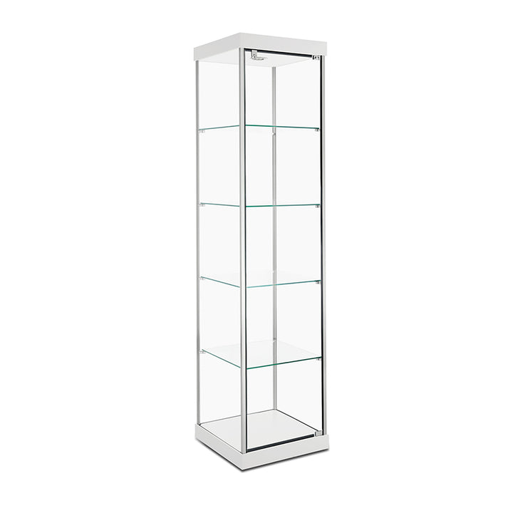 Tower Display Case TW305, 79.5"H, LED Lights, Wheels, Mirror Back