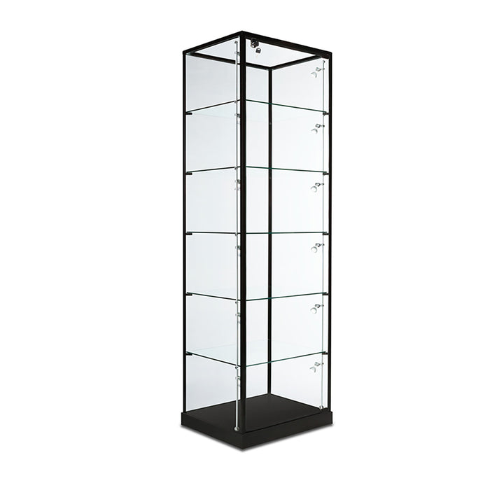Tower Display Case TW305TG, 75.5"H, Wheels, Mirror Back