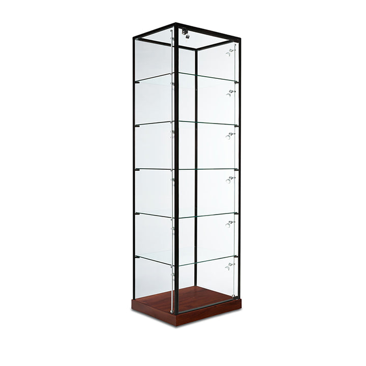 Tower Display Case TW305TG, 75.5"H, Wheels, Mirror Back