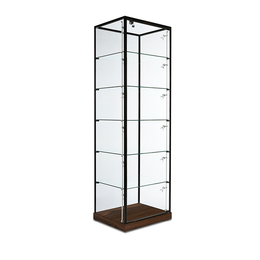 Tower Display Case TW305TG, 75.5"H, Wheels, Mirror Back