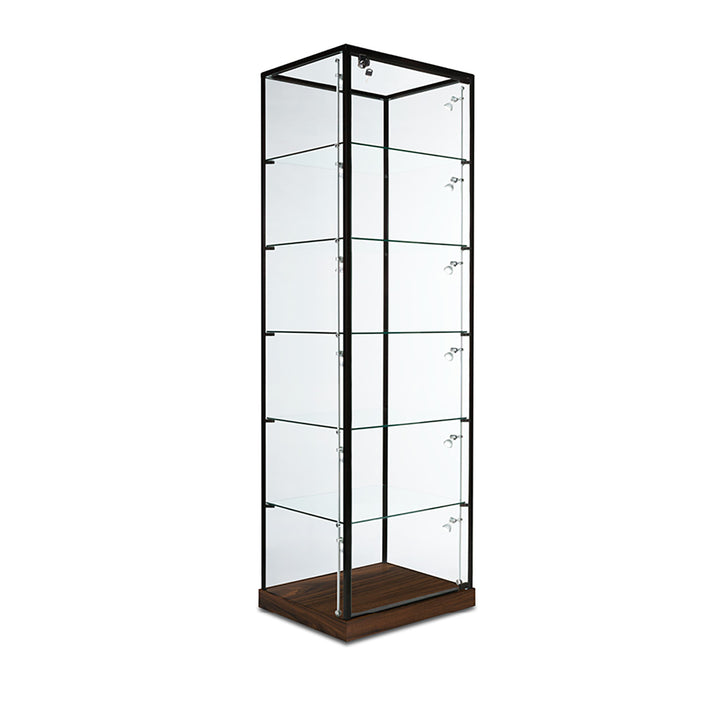 Tower Display Case TW305TG, 75.5"H, Wheels, Mirror Back