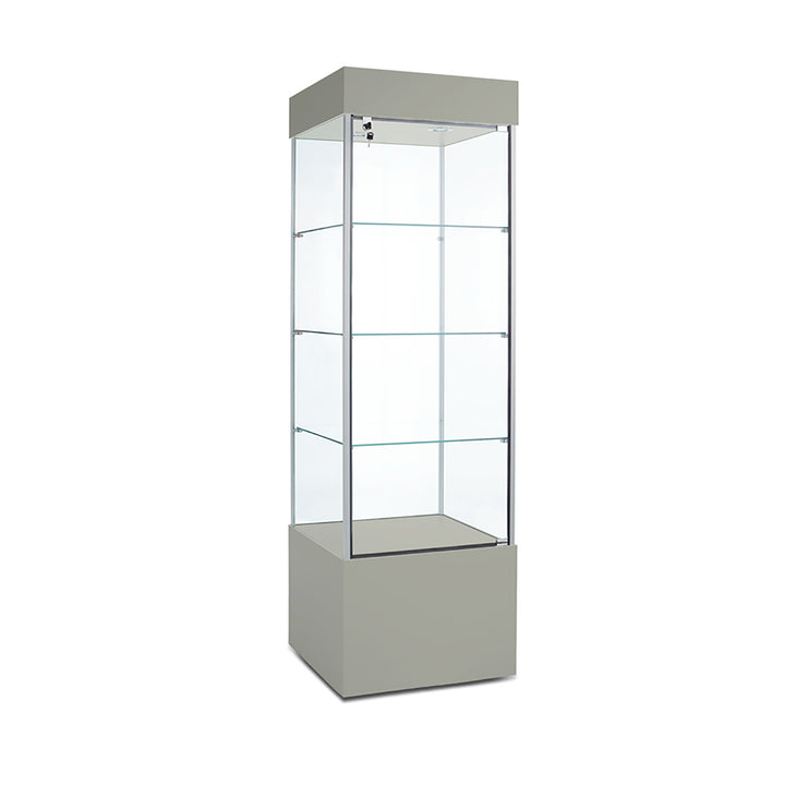 Tower Display Case TW310, 23"W, LED Lights, Wheels, Mirror Back